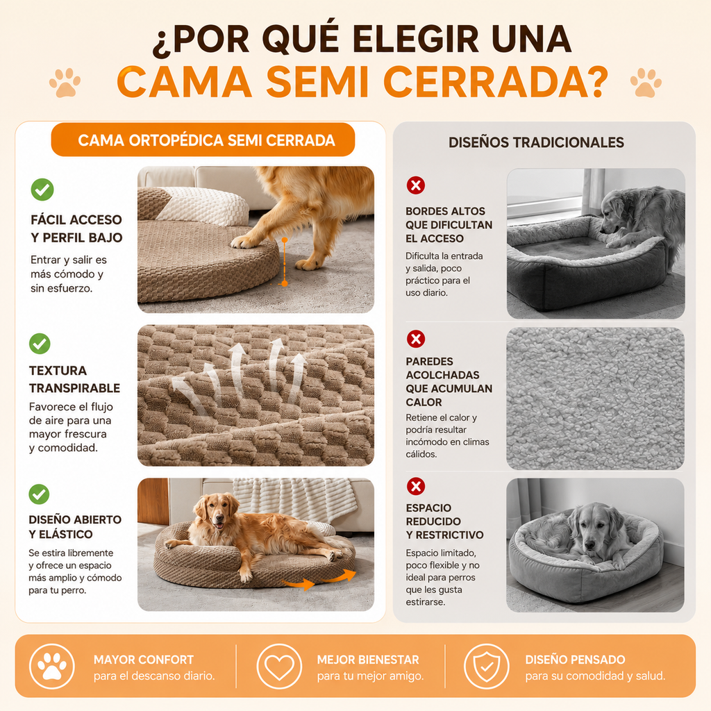 CAMA ORTOPÉDICA CON MEMORY FOAM